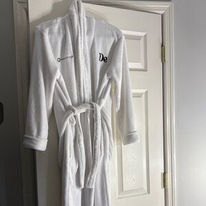 White Plush Robe with Embroidered Logo